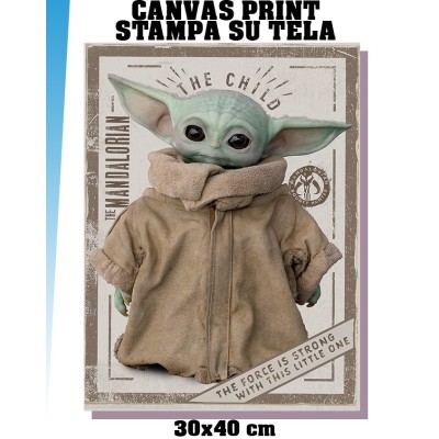 STAR WARS THE MANDALORIAN THE CHILD STAMPA SU TELA CANVAS PRINT 40 X 30 CM PYRAMID INTERNATIONAL