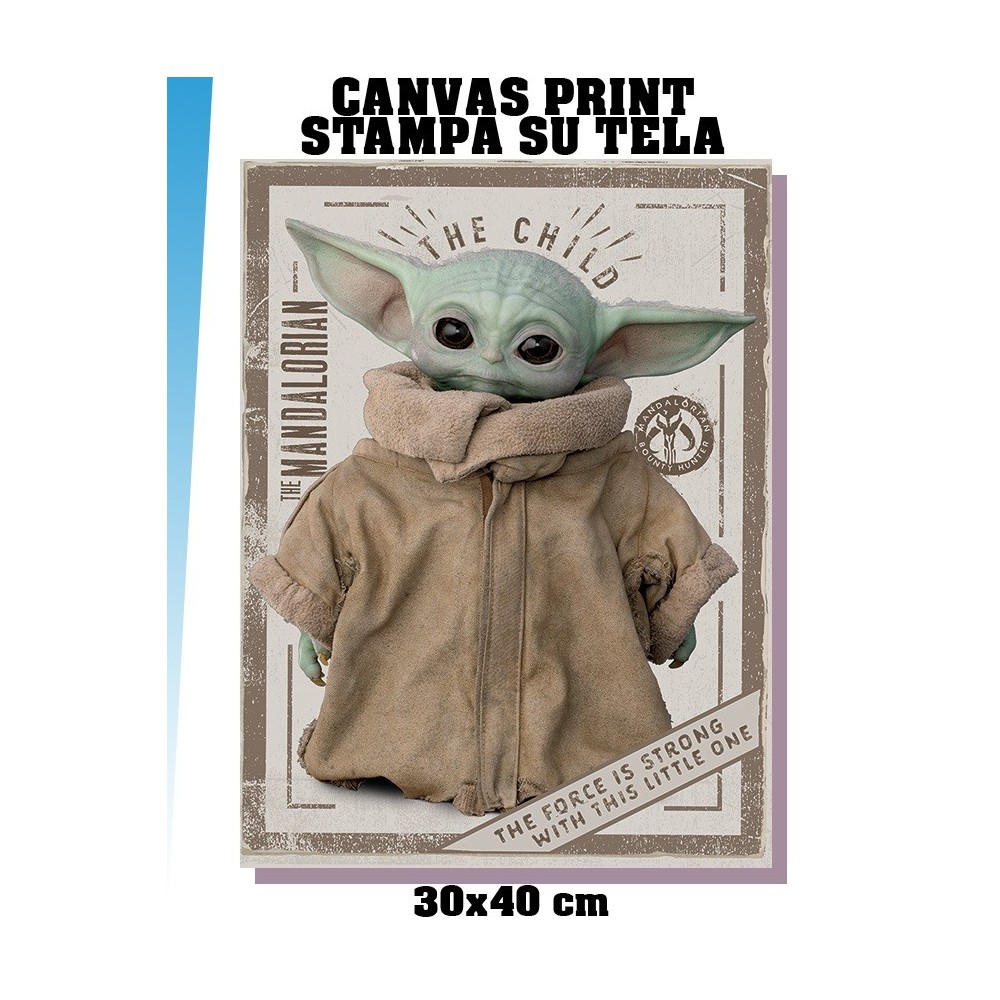 STAR WARS THE MANDALORIAN THE CHILD STAMPA SU TELA CANVAS PRINT 40 X 30 CM PYRAMID INTERNATIONAL