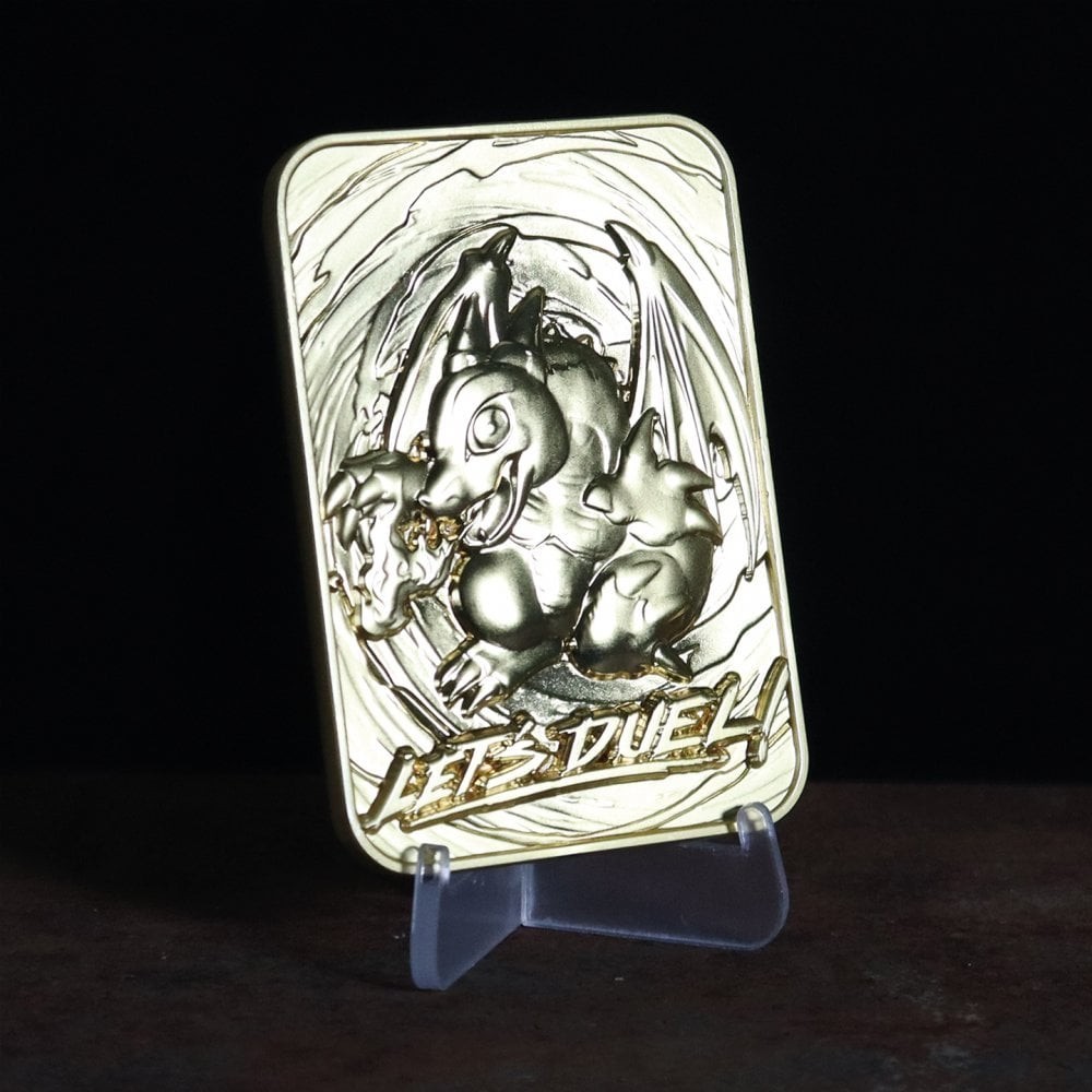 YU-GI-OH! LIMITED EDITION BABY DRAGON 24 KARAT GOLD PLATED CARTA IN METALLO PLACCATA ORO FANATTIK