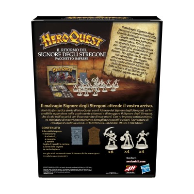 HEROQUEST ESPANSIONE IL RITORNO DEL SIGNORE DEGLI STREGONI BOARDGAME GIOCO DA TAVOLO IN ITALIANO HASBRO