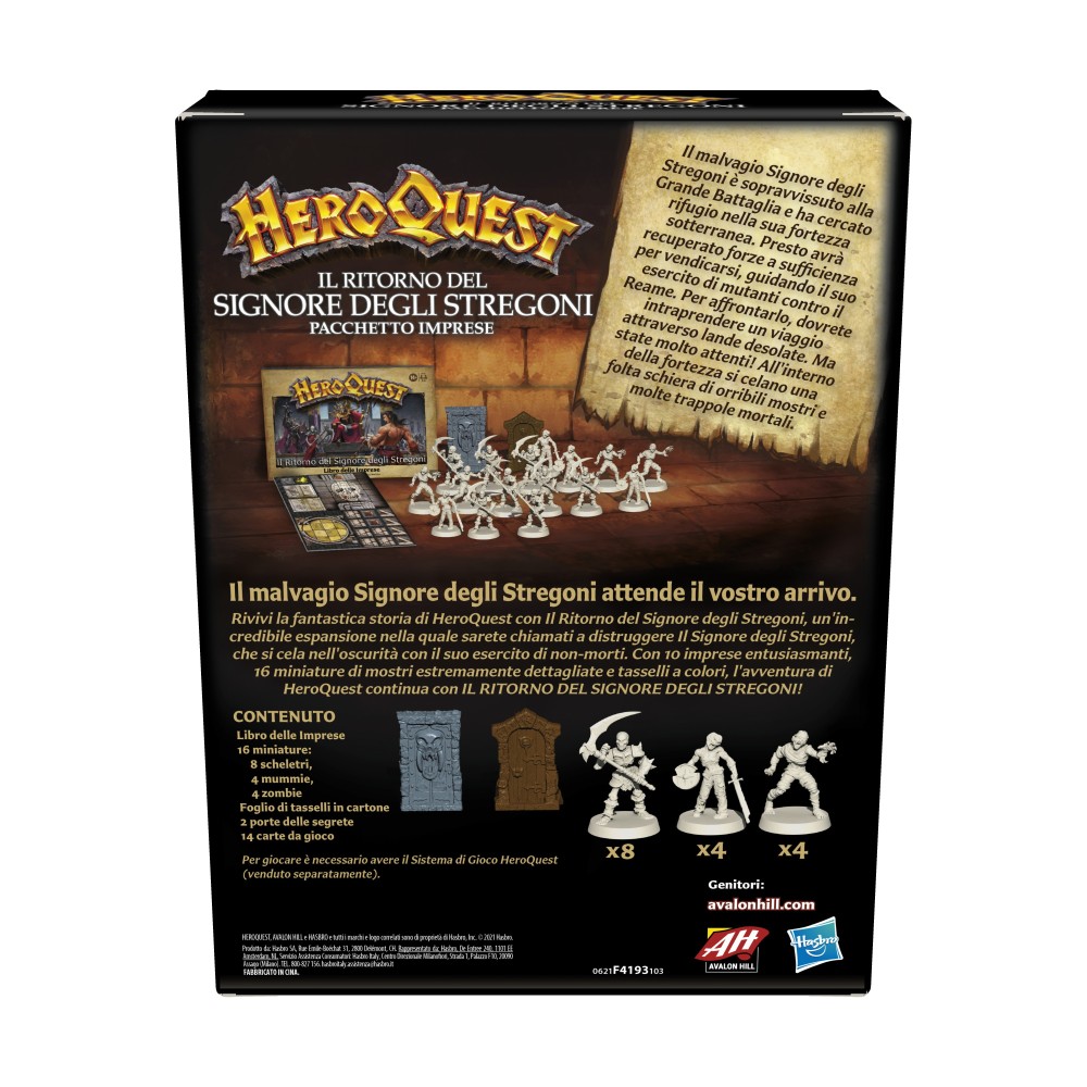 HEROQUEST ESPANSIONE IL RITORNO DEL SIGNORE DEGLI STREGONI BOARDGAME GIOCO DA TAVOLO IN ITALIANO HASBRO