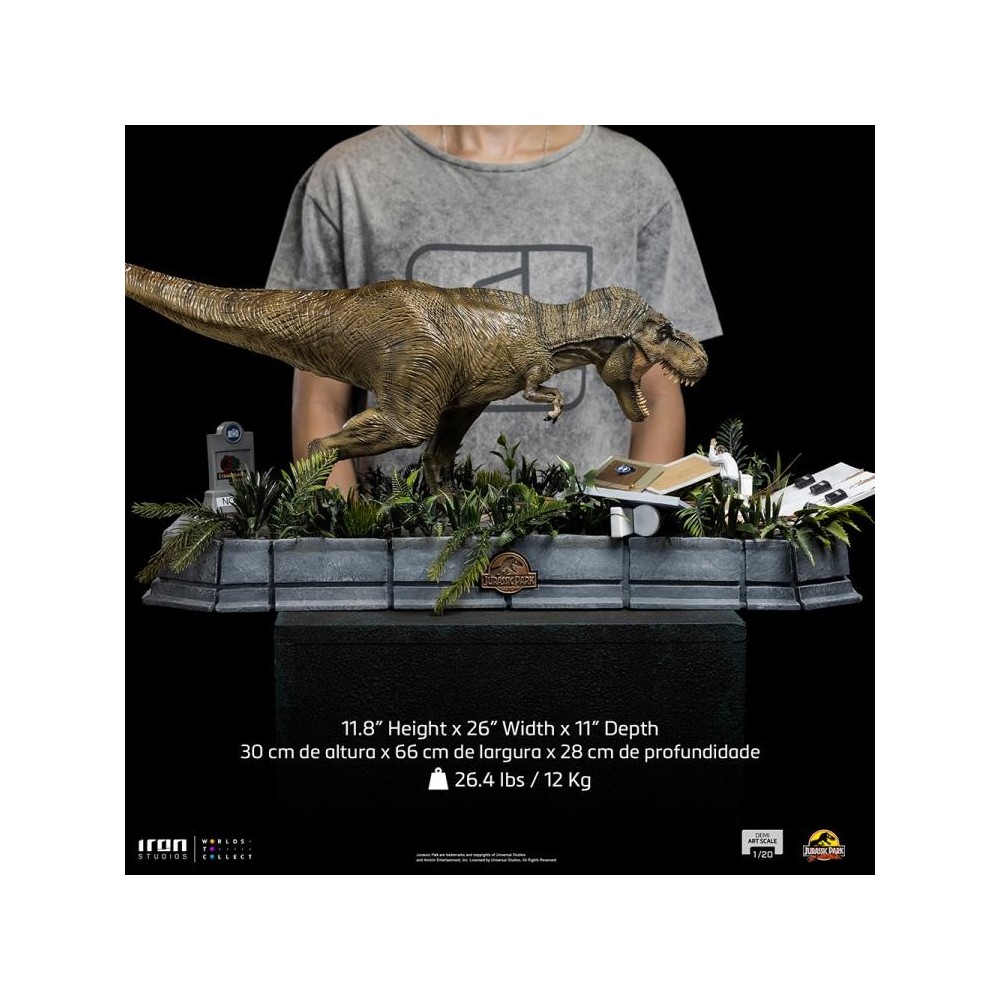 IRON STUDIOS JURASSIC PARK T.REX AND DONALD DEMI ART SCALE 1/20 STATUE FIGURE