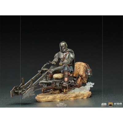 IRON STUDIOS THE MANDALORIAN ON SPEEDERBIKE DELUXE ART SCALE 1/10 STATUE FIGURE