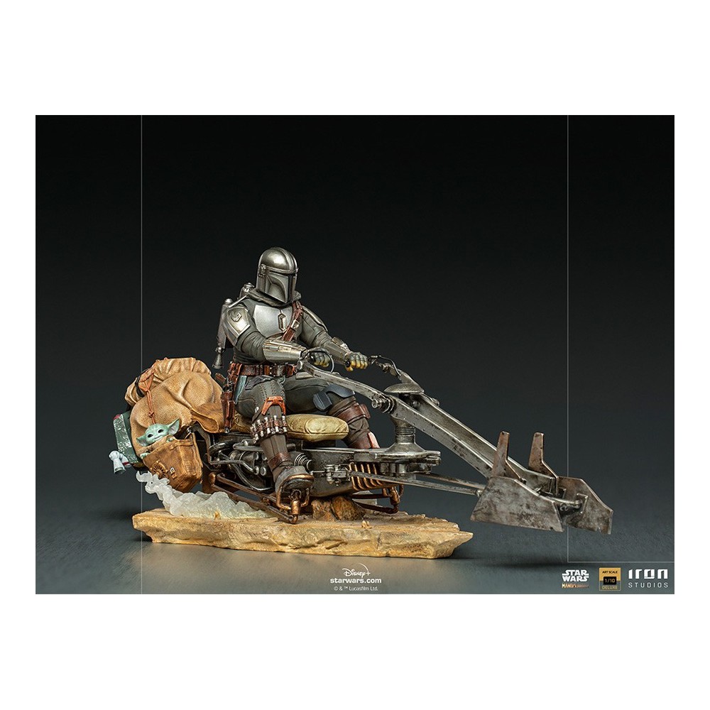 IRON STUDIOS THE MANDALORIAN ON SPEEDERBIKE DELUXE ART SCALE 1/10 STATUE FIGURE
