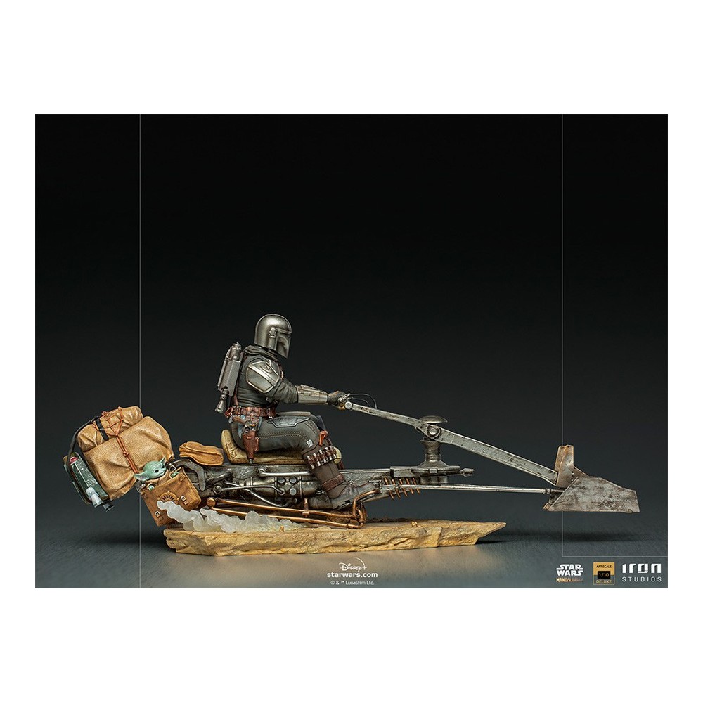 IRON STUDIOS THE MANDALORIAN ON SPEEDERBIKE DELUXE ART SCALE 1/10 STATUE FIGURE