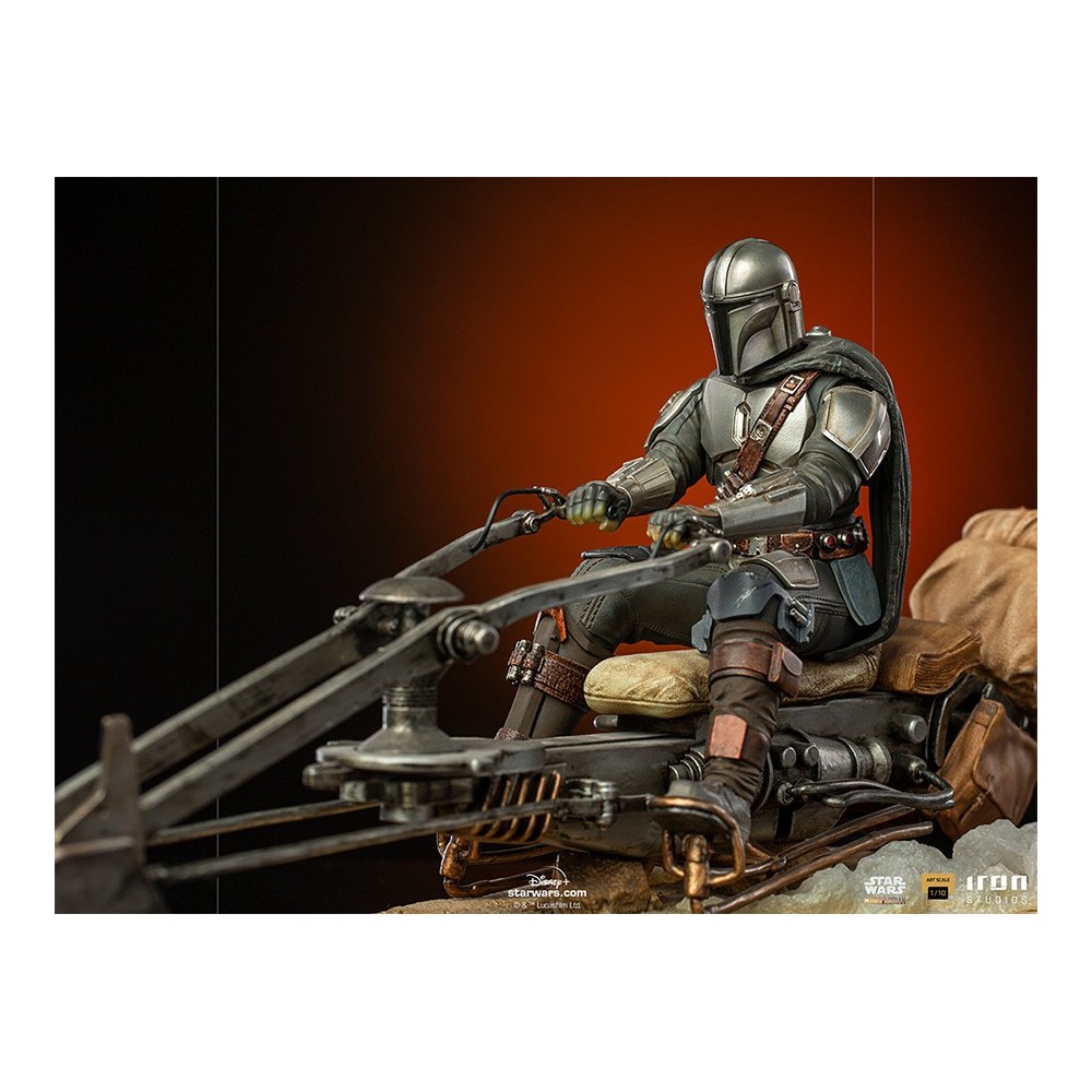 IRON STUDIOS THE MANDALORIAN ON SPEEDERBIKE DELUXE ART SCALE 1/10 STATUE FIGURE