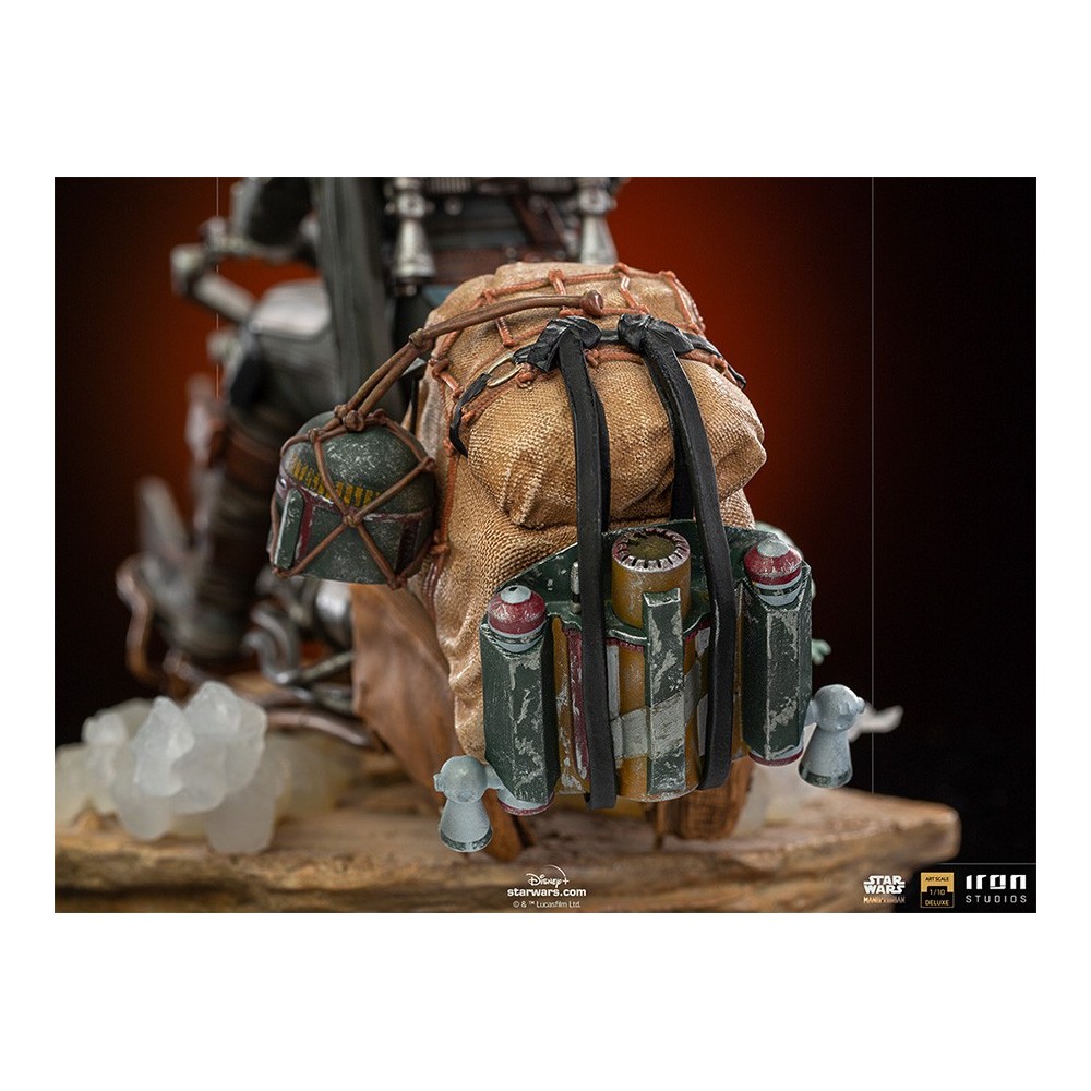 IRON STUDIOS THE MANDALORIAN ON SPEEDERBIKE DELUXE ART SCALE 1/10 STATUE FIGURE