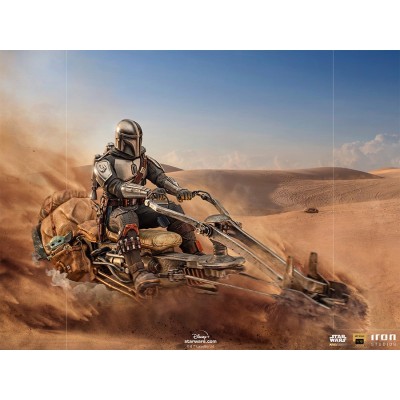 IRON STUDIOS THE MANDALORIAN ON SPEEDERBIKE DELUXE ART SCALE 1/10 STATUE FIGURE