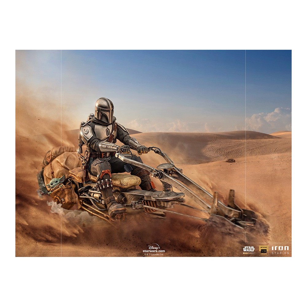 IRON STUDIOS THE MANDALORIAN ON SPEEDERBIKE DELUXE ART SCALE 1/10 STATUE FIGURE