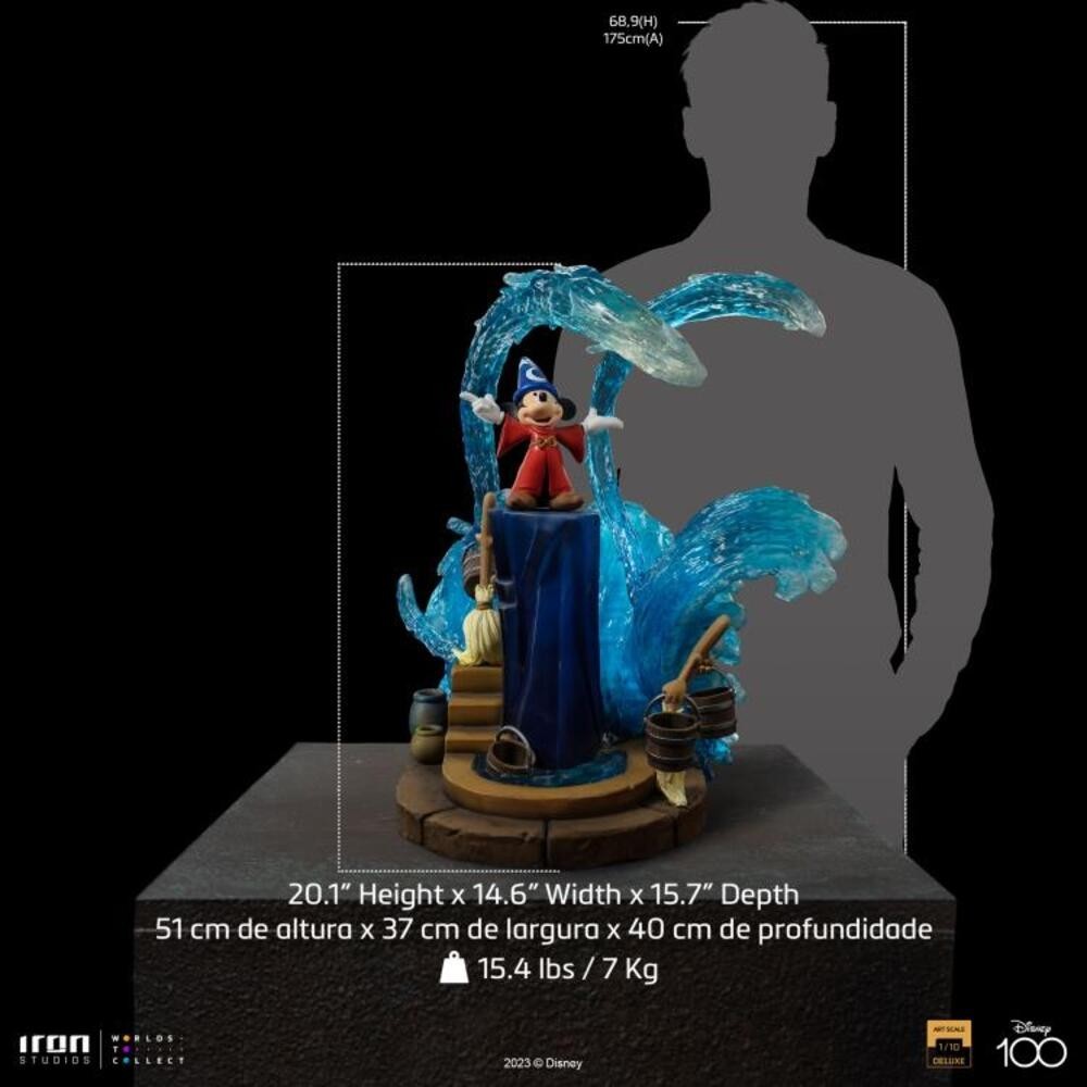 DISNEY FANTASIA MICKEY MOUSE THE SORCERER'S APPRENTICE ART SCALE DELUXE 1/10 STATUA FIGURE IRON STUDIOS