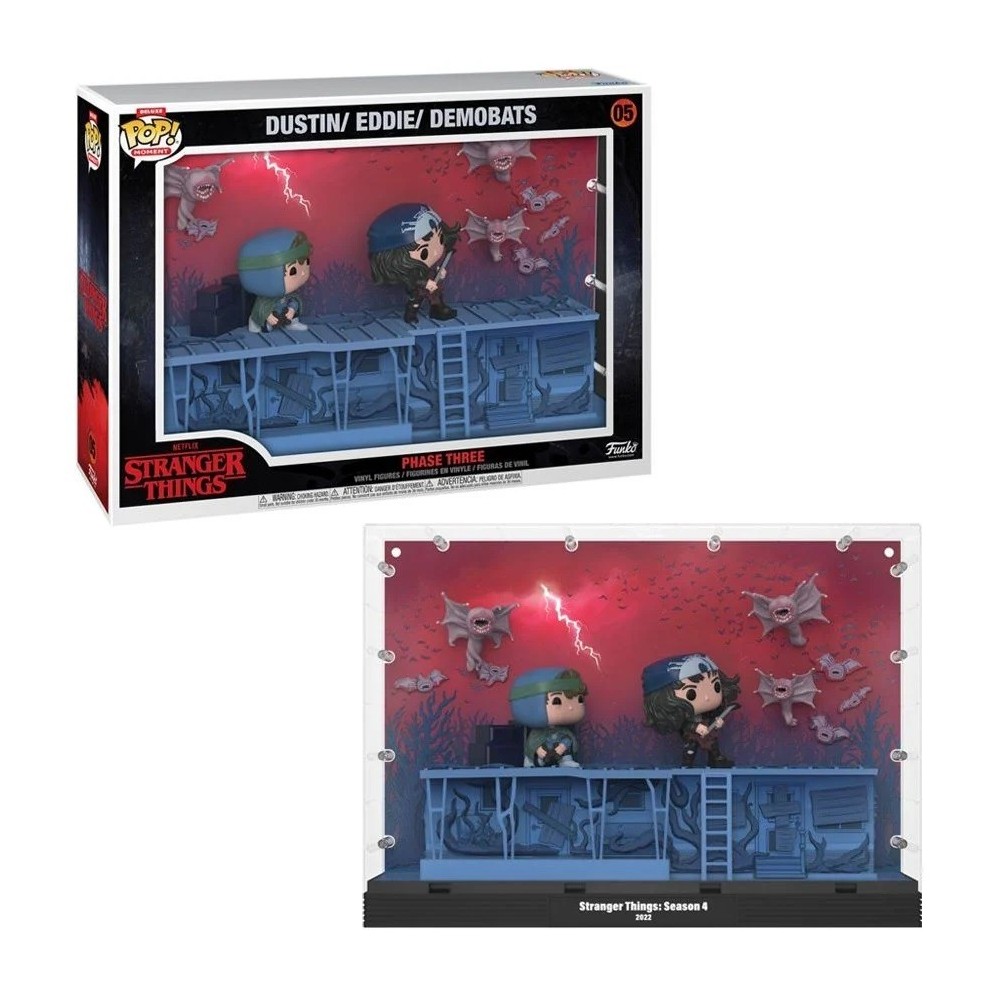FUNKO STRANGER THINGS POP! MOMENT PHASE THREE DUSTIN EDDIE DEMOBATS VINYL BOBBLE-HEAD FIGURE DIORAMA