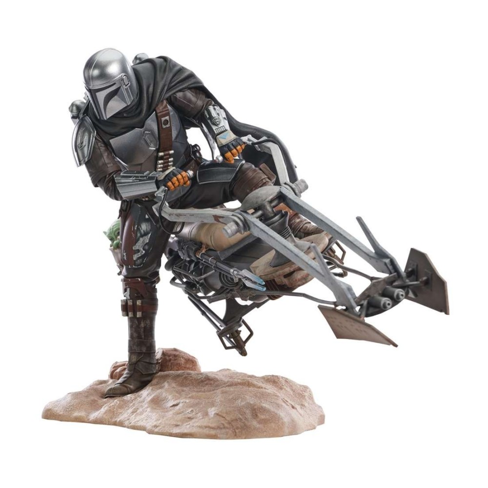 STAR WARS PREMIUM COLLECTION THE MANDALORIAN ON SPIDER BIKE FIGURE STATUA DIAMOND SELECT