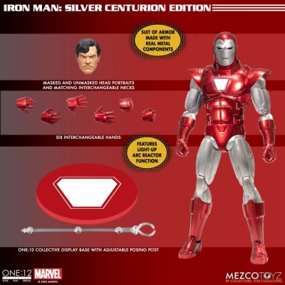 MEZCO TOYS IRON MAN SILVER CENTURION ONE:12 COLLECTIVE ACTION FIGURE