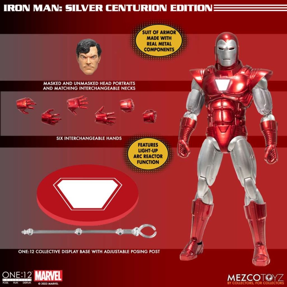 MEZCO TOYS IRON MAN SILVER CENTURION ONE:12 COLLECTIVE ACTION FIGURE