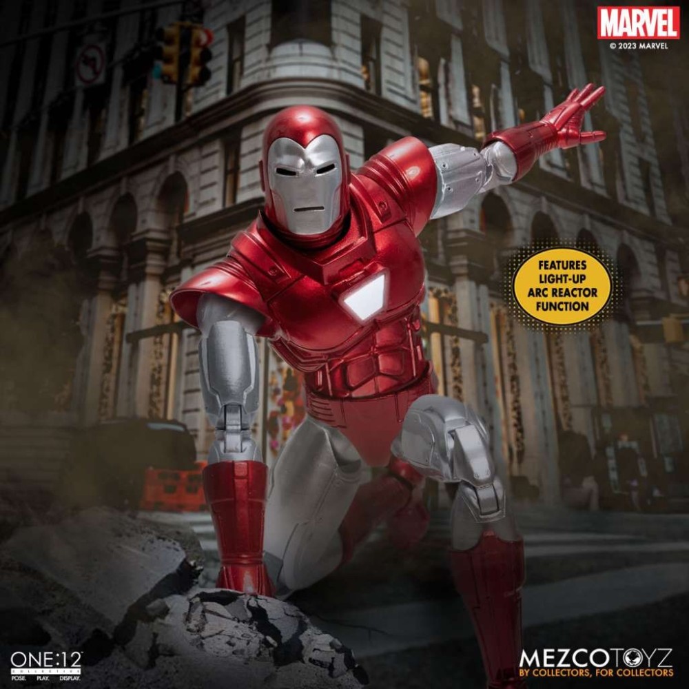 MEZCO TOYS IRON MAN SILVER CENTURION ONE:12 COLLECTIVE ACTION FIGURE