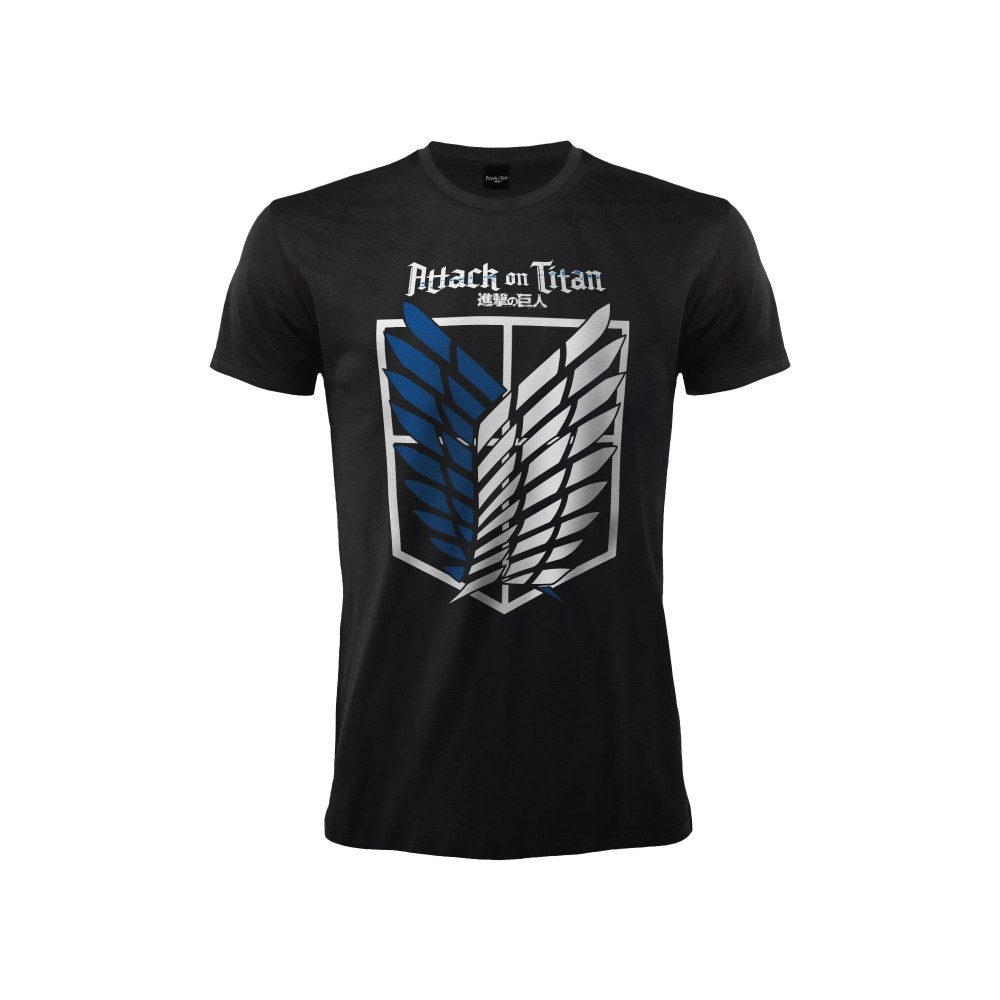 T SHIRT ATTACK ON TITAN SCOUT LOGO BLACK