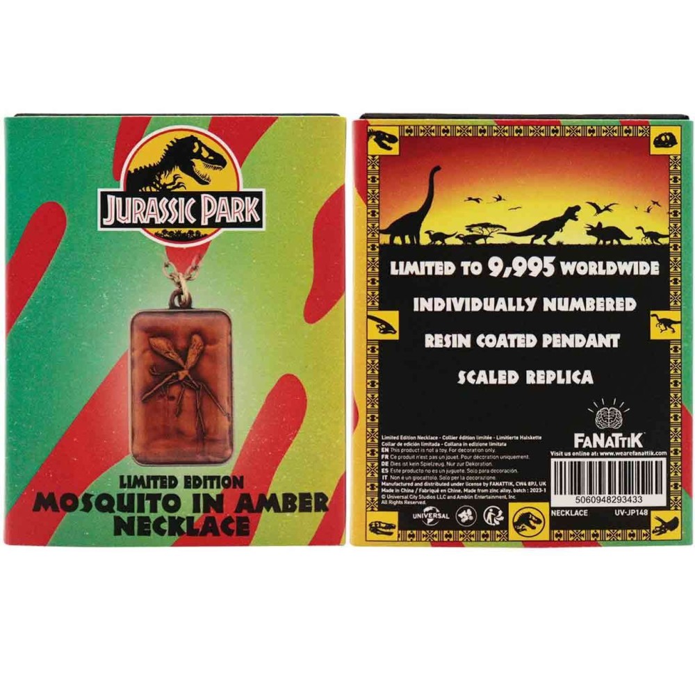 FANATTIK JURASSIC PARK MOSQUITO IN AMBER LIMITED EDITION NECKLACE REPLICA