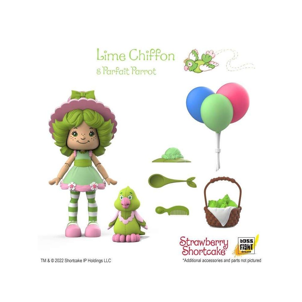 STRAWBERRY SHORTCAKE LIME CHIFFON & PARFAIT PARROT ACTION FIGURE BOSS FIGHT STUDIO