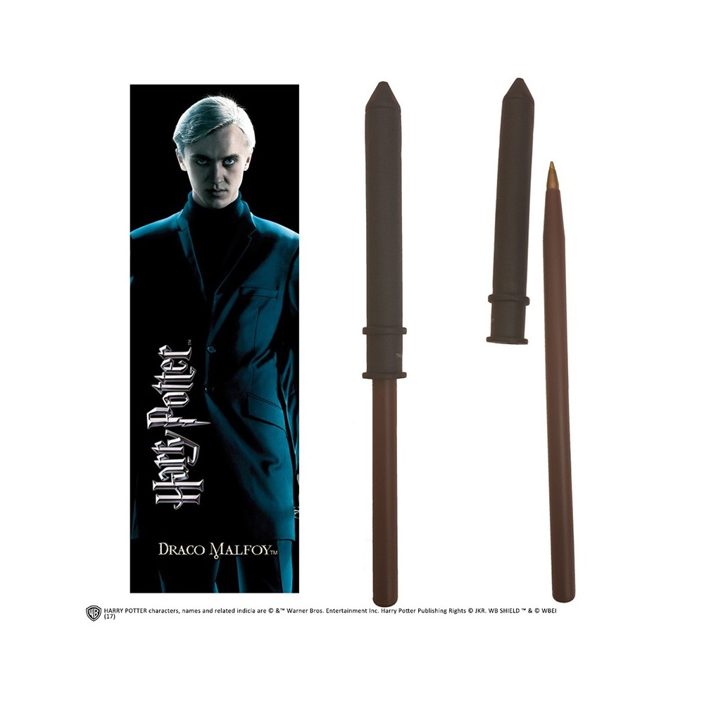 HARRY POTTER - DRACO MALFOY WAND PEN AND BOOKMARK PENNA E SEGNALIBRO NOBLE COLLECTIONS