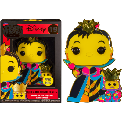 FUNKO FUNKO POP! PIN DISNEY QUEEN AND KING OF HEARTS BLACKLIGHT GLOWS IN THE DARK PIN FIGURE