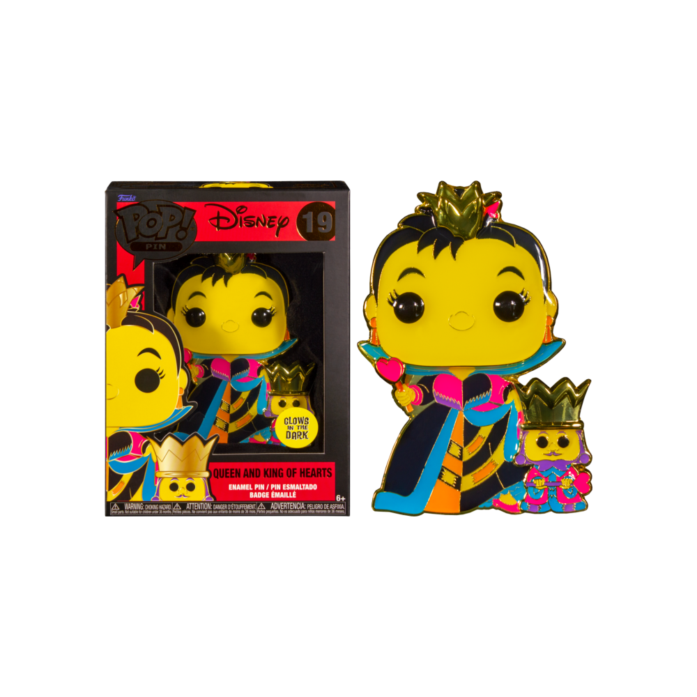 FUNKO FUNKO POP! PIN DISNEY QUEEN AND KING OF HEARTS BLACKLIGHT GLOWS IN THE DARK PIN FIGURE