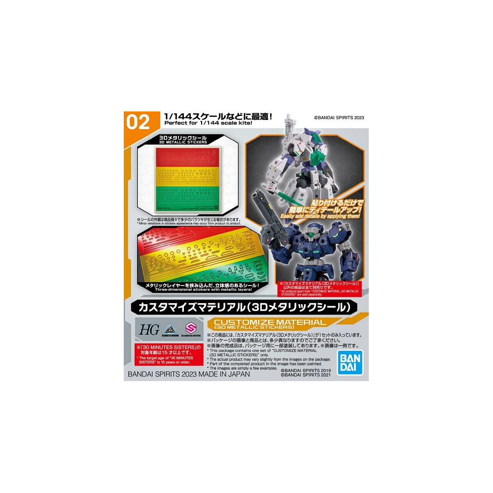 30MM CUSTOMIZE MATERIAL METALLIC STICKERS PER MODEL KIT BANDAI