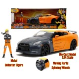 NARUTO SHIPPUDEN 2009 NISSAN GTR WITH NARUTO FIGURE DIE CAST 1/24 MODEL JADA TOYS