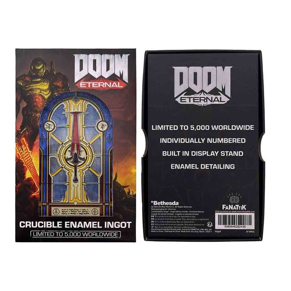 FANATTIK DOOM ETERNAL CRUCIBLE ENAMEL INGOT STAINED GLASS REPLICA