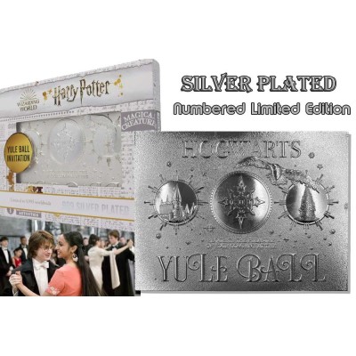 HARRY POTTER YULE BALL INVITATION SILVER PLATED REPLICA FANATTIK