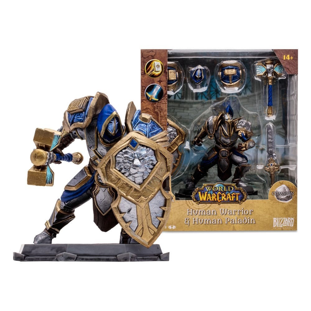 MC FARLANE WORLD OF WARCRAFT HUMAN PALADIN & WARRIOR COMMON ACTION FIGURE