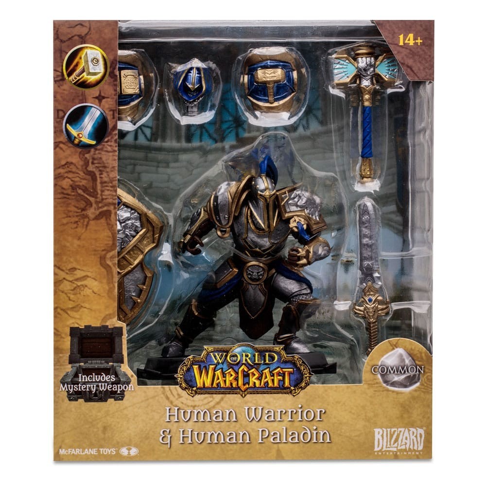 MC FARLANE WORLD OF WARCRAFT HUMAN PALADIN & WARRIOR COMMON ACTION FIGURE