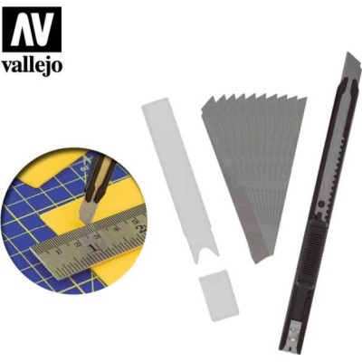 SLIM SNAP-OFF KNIFE AND 10 BLADES TAGLIERINO E 10 LAME VALLEJO