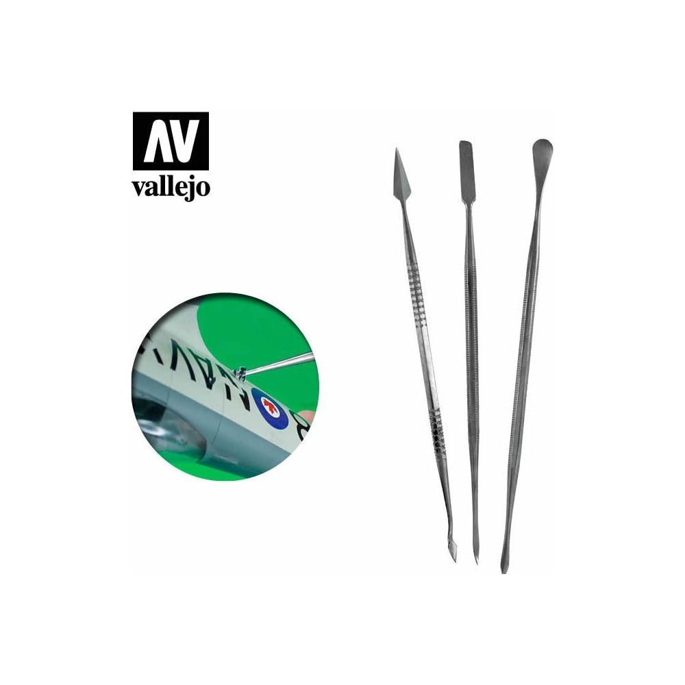 STAINLESS STEEL CARVERS SET 3X SCALPELLI VALLEJO