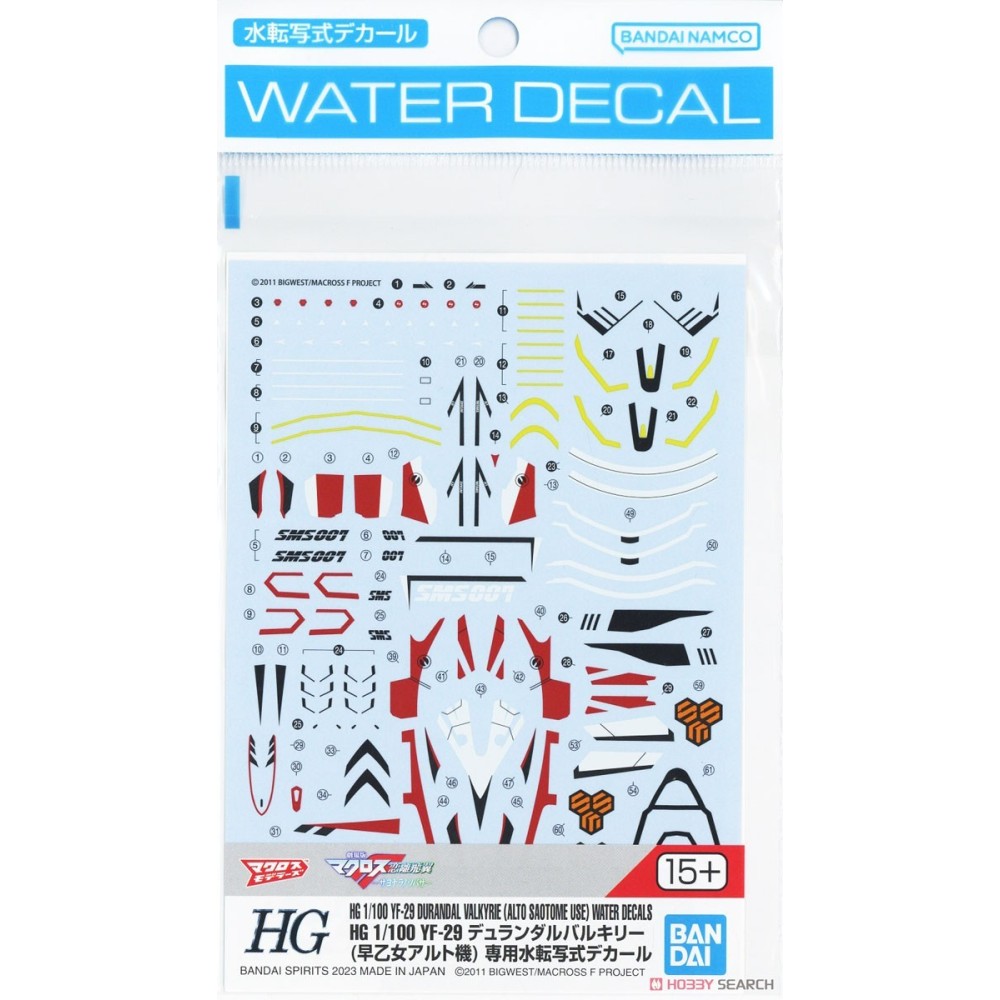 HG 1/100 YF-19 DURANDAL VALKYRIE WATER DECALS MODEL KIT BANDAI