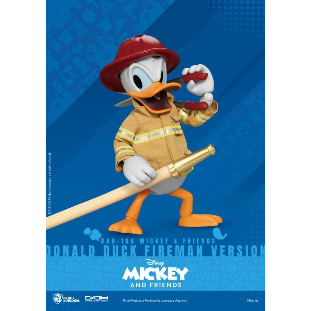 DISNEY MICKEY AND FRIENDS DONALD DUCK FIREMAN DAH-104 ACTION FIGURE BEAST KINGDOM