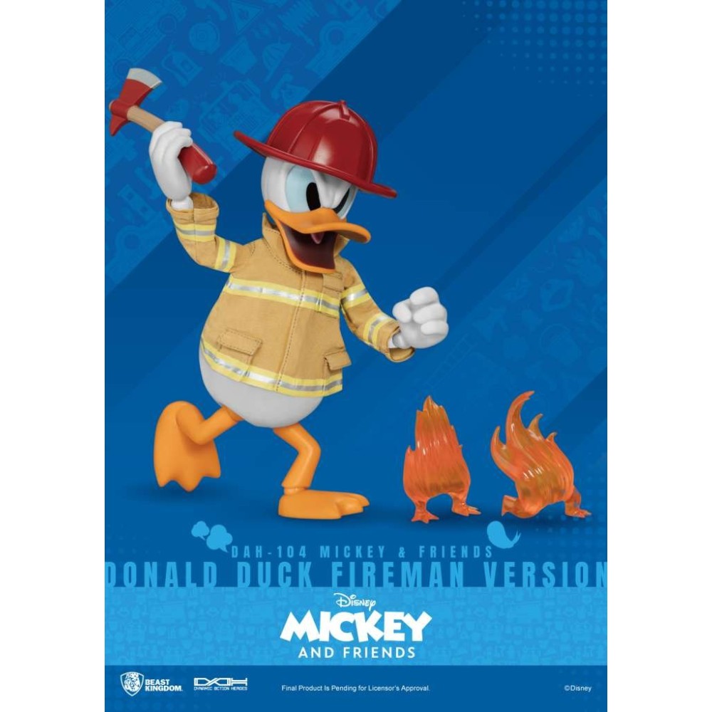 DISNEY MICKEY AND FRIENDS DONALD DUCK FIREMAN DAH-104 ACTION FIGURE BEAST KINGDOM