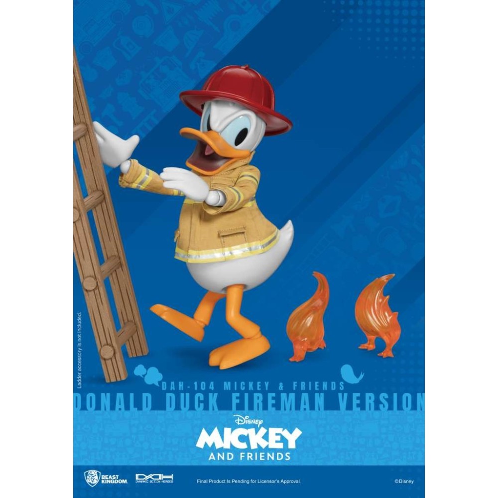 DISNEY MICKEY AND FRIENDS DONALD DUCK FIREMAN DAH-104 ACTION FIGURE BEAST KINGDOM