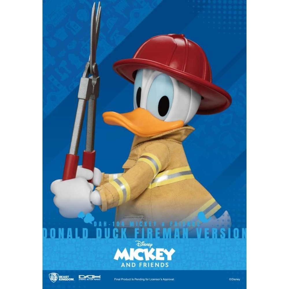 DISNEY MICKEY AND FRIENDS DONALD DUCK FIREMAN DAH-104 ACTION FIGURE BEAST KINGDOM