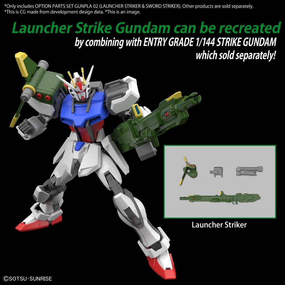 GUNDAM OPTION PARTS SET GUNPLA 02 LAUNCHER STRIKER AND SWORD STRIKER 1/144 MODEL KIT BANDAI