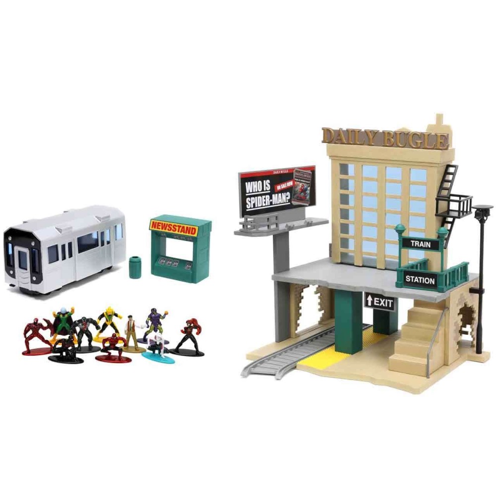 JADA TOYS MARVEL SPIDER-MAN NANO SCENE DAILY BUGLE SET DIORAMA 10X MINI METAL FIGURES