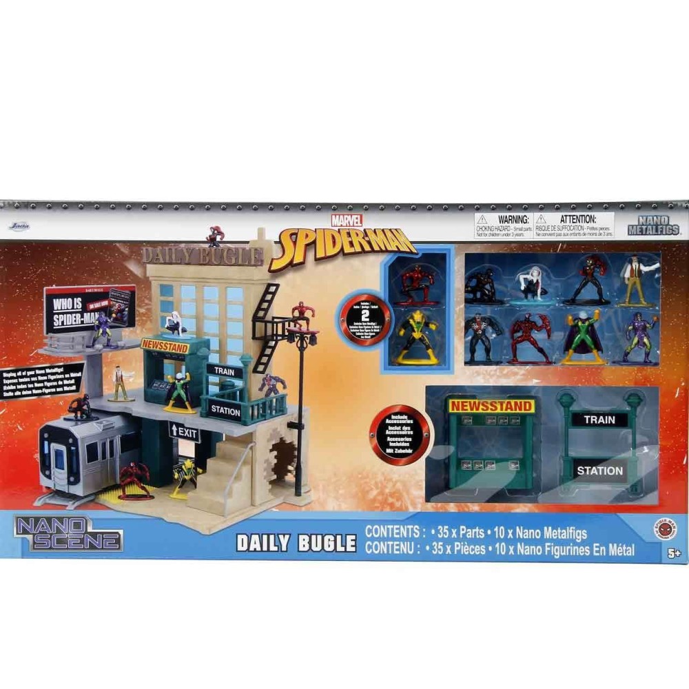 JADA TOYS MARVEL SPIDER-MAN NANO SCENE DAILY BUGLE SET DIORAMA 10X MINI METAL FIGURES