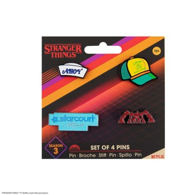 STRANGER THINGS SEASON 3 SET OF 4 PINS SPILLE IN METALLO CINEREPLICAS