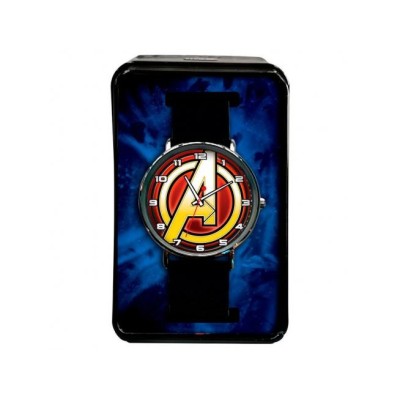 ACCUTIME WATCH MARVEL AVENGERS LOGO ANALOGUE WRIST WATCH LEATHER STRAP