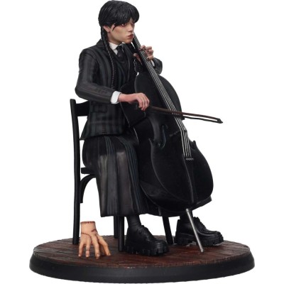 WEDNESDAY MERCOLEDI ADDAMS WITH CELLO AND THING STATUA FIGURE SD TOYS