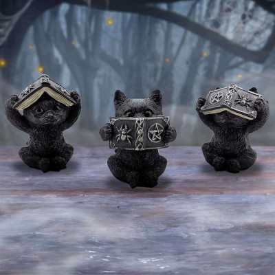 THREE WISE WITCHY BLACK SPELL CATS STATUA FIGURE NEMESIS NOW