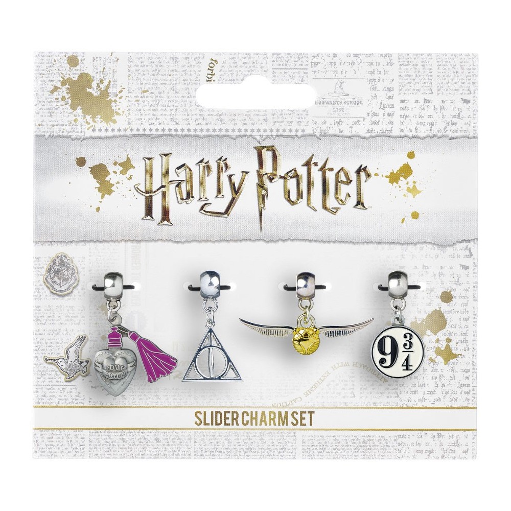 HARRY POTTER SET 4X CIONDOLI PLACCATI ARGENTO CARAT