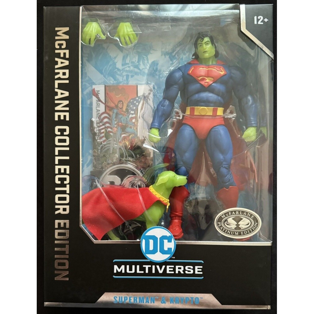 MC FARLANE DC MULTIVERSE SUPERMAN & KRYPTO PLATINUM EDITION ACTION FIGURE