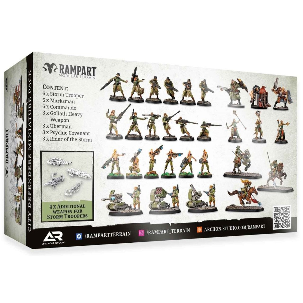 ARCHON STUDIO RAMPART MODULAR TERRAIN CITY DEFENDERS MINIATURE PACK 30X MINIATURES