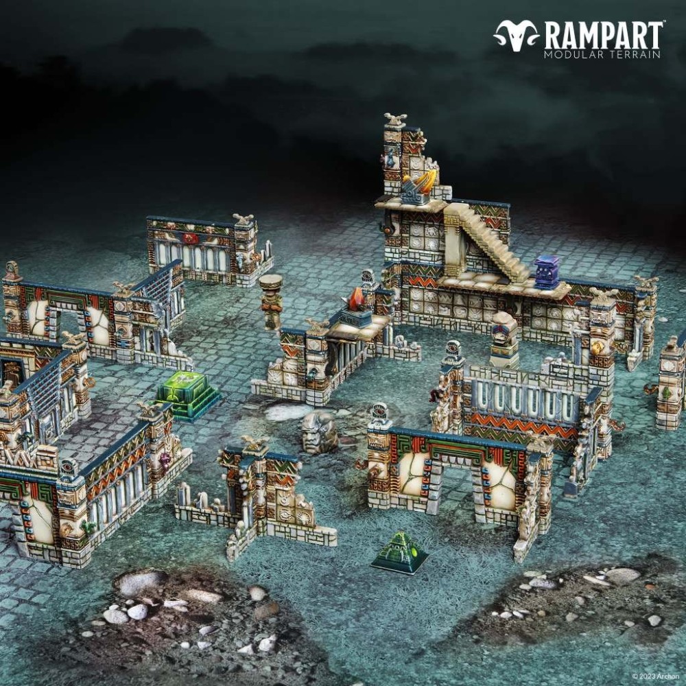 RAMPART MODULAR TERRAIN KAZUMI TEMPLE AMBIENTAZIONE SCENARIO ARCHON STUDIO