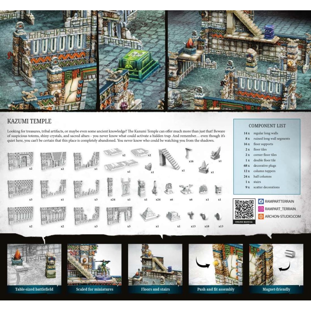 RAMPART MODULAR TERRAIN KAZUMI TEMPLE AMBIENTAZIONE SCENARIO ARCHON STUDIO